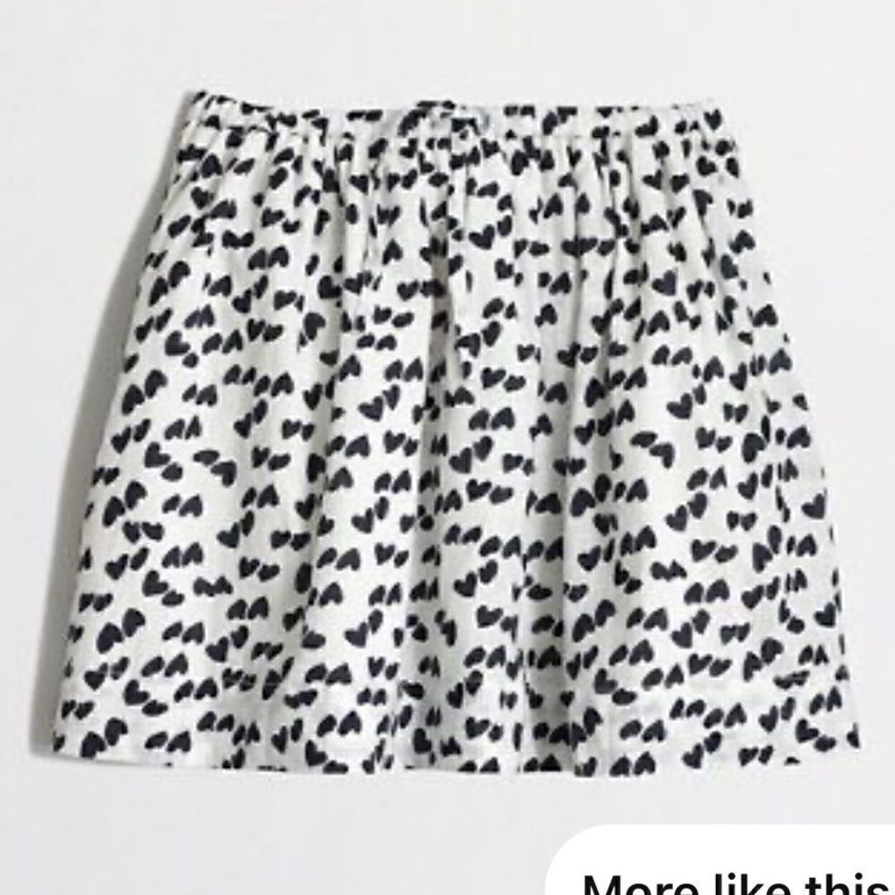 J.Crew Crewcuts Girls Size 8 Cotton Lined Skirt White Black Hearts pockets NWT
